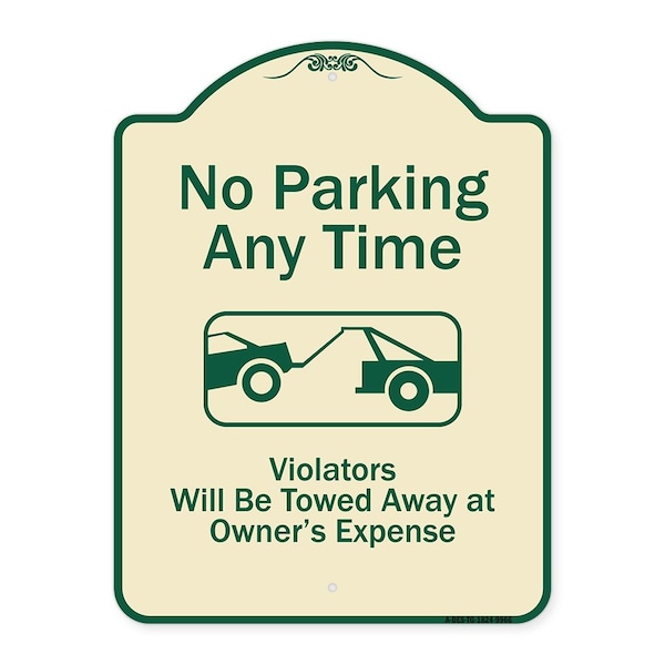 Designer Series-No Parking Any Time Violators Will Be Towed Away, 24" x 18", TG-1824-9966